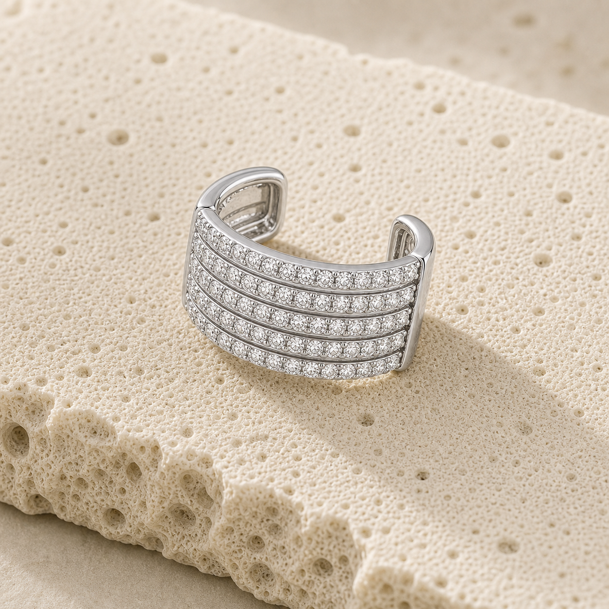 Five Wrap Pave Cuff rock silver by SURI