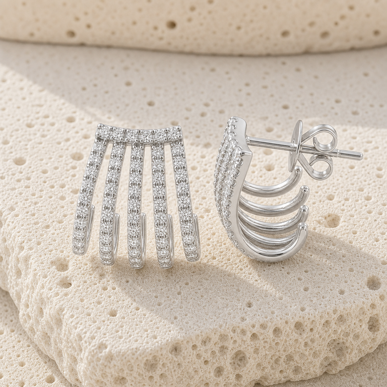 Five Pave Wrap Earrings rock silver by SURI