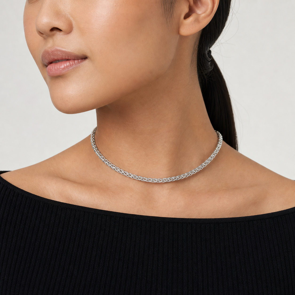 Soria Woven Choker model silver by SURI