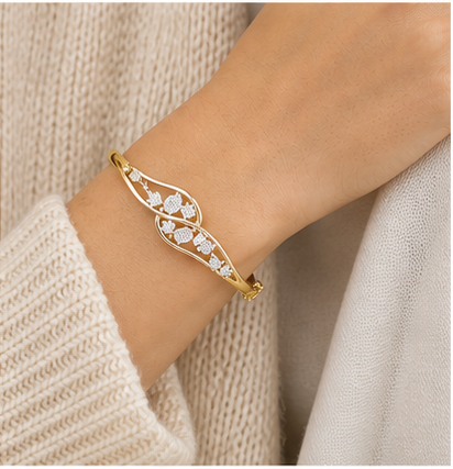 Seraphine Swirl Diamond Bangle model gold by SURI
