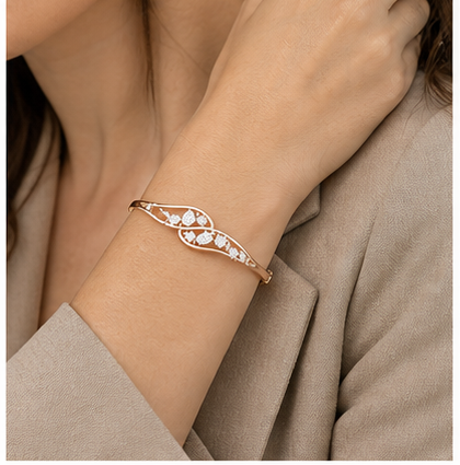 Seraphine Swirl Diamond Bangle model rose gold by SURI