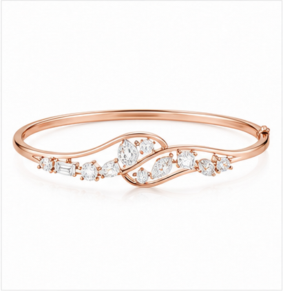 Seraphine Swirl Diamond Bangle product rose gold by SURI