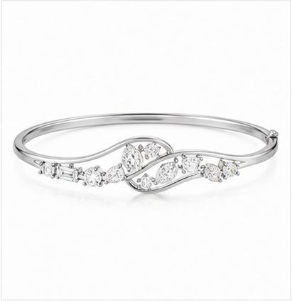 Seraphine Swirl Diamond Bangle product silver by SURI