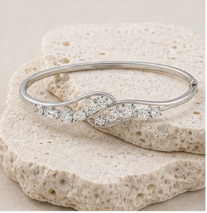 Seraphine Swirl Diamond Bangle rock silver by SURI