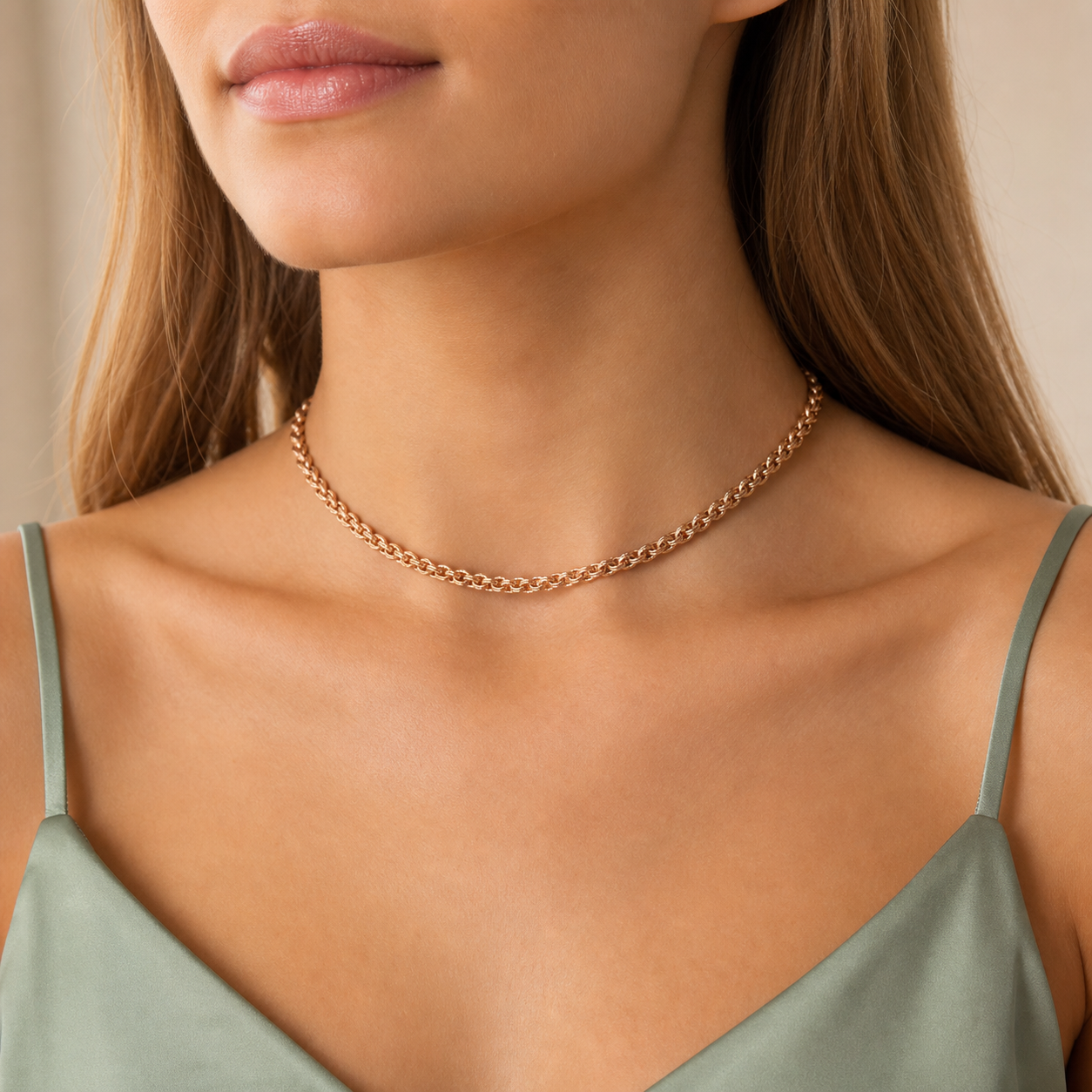 Soria Woven Choker model rose by SURI