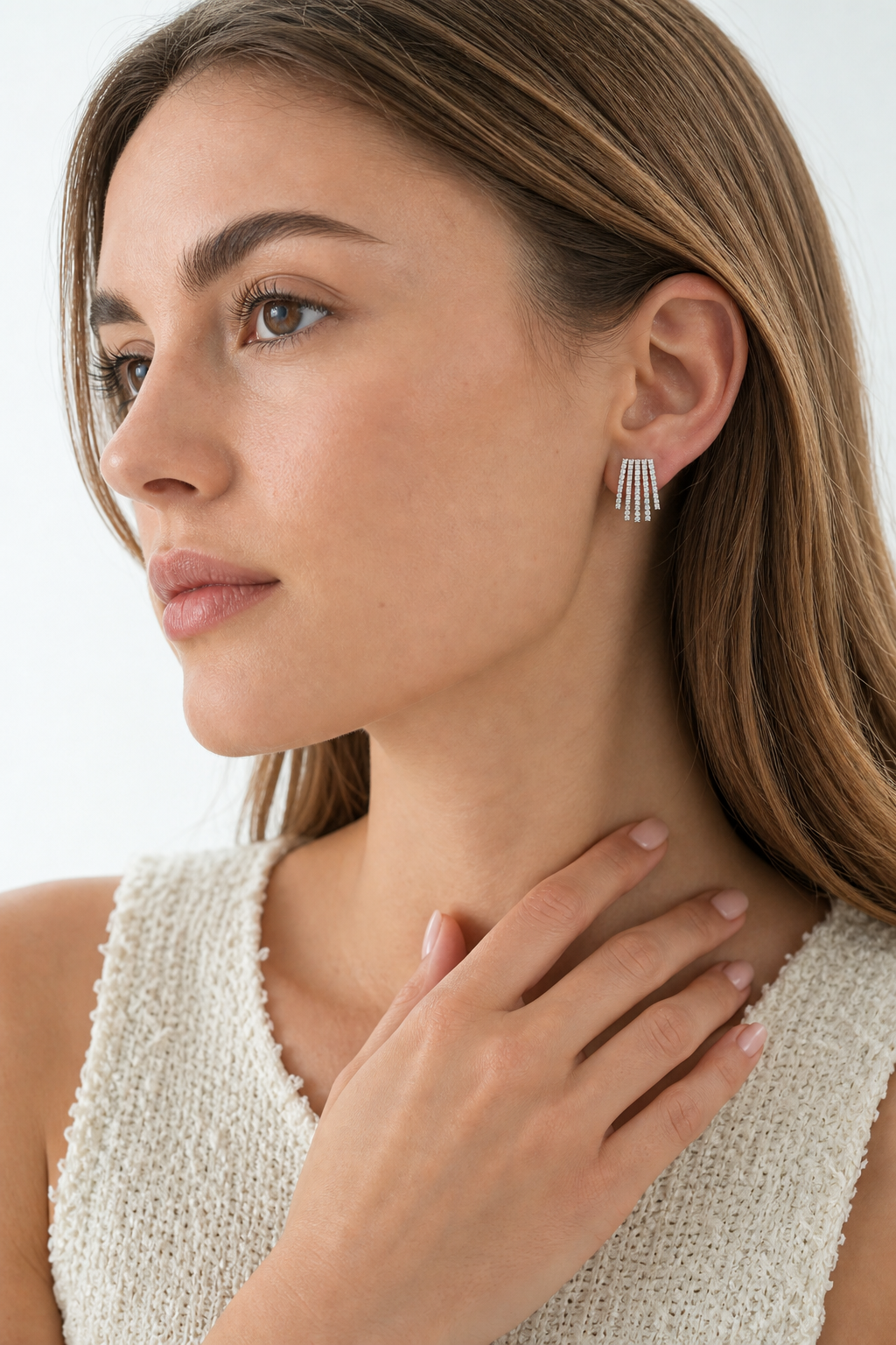 Five Pave Wrap Earrings model silver by SURI