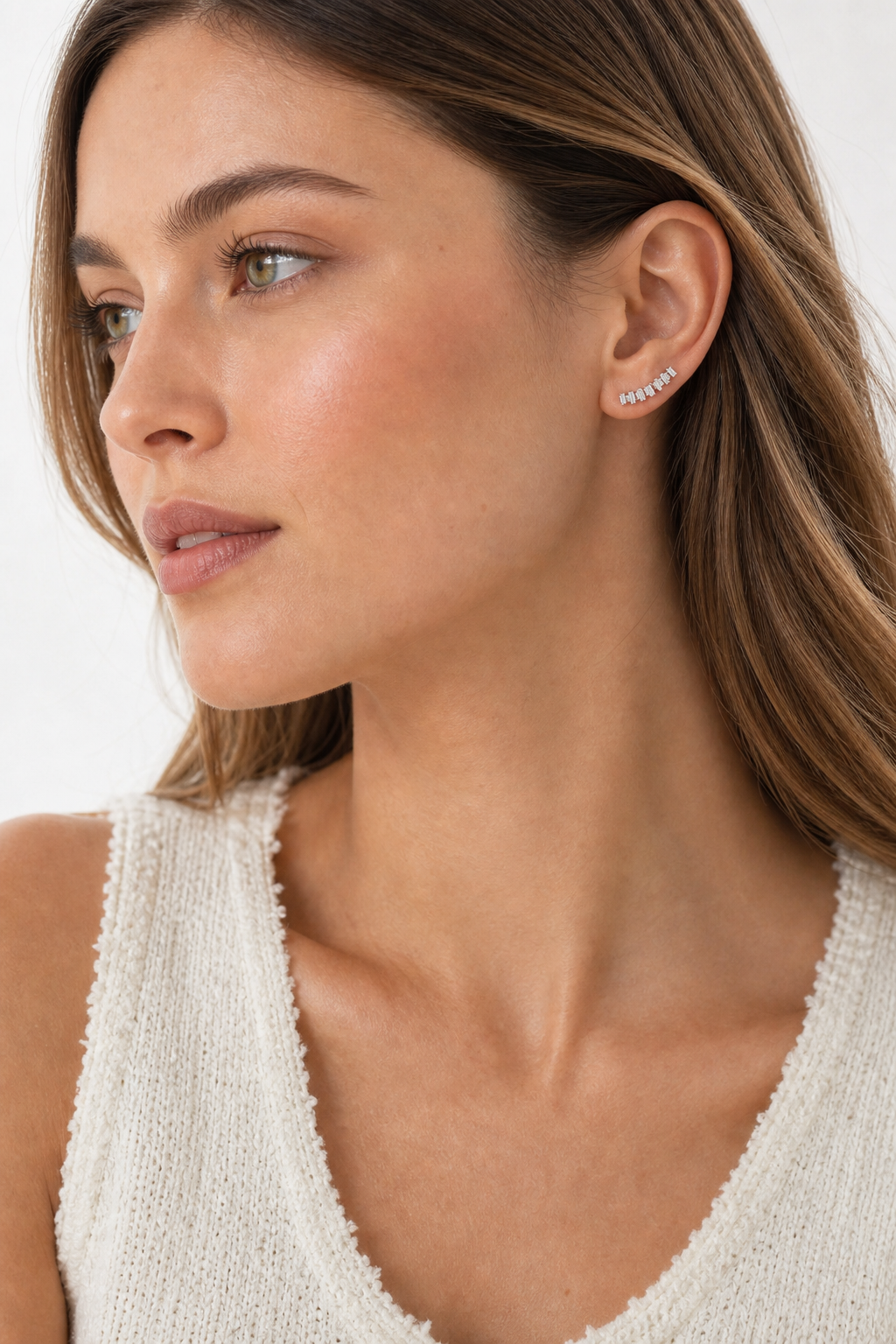 Curved Baguette Climbers model silver by SURI