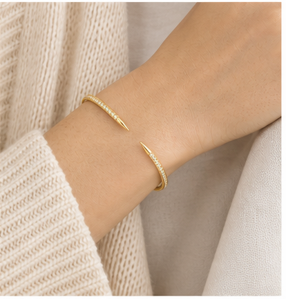 Mira Pave Claw Bangle model gold by SURI