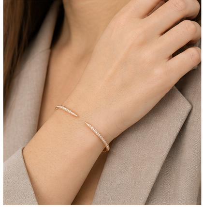 Mira Pave Claw Bangle model rose gold by SURI