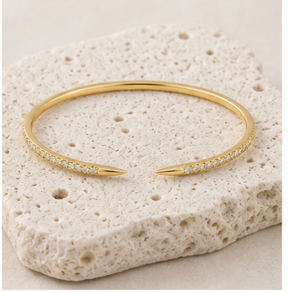 Mira Pave Claw Bangle rock gold by SURI