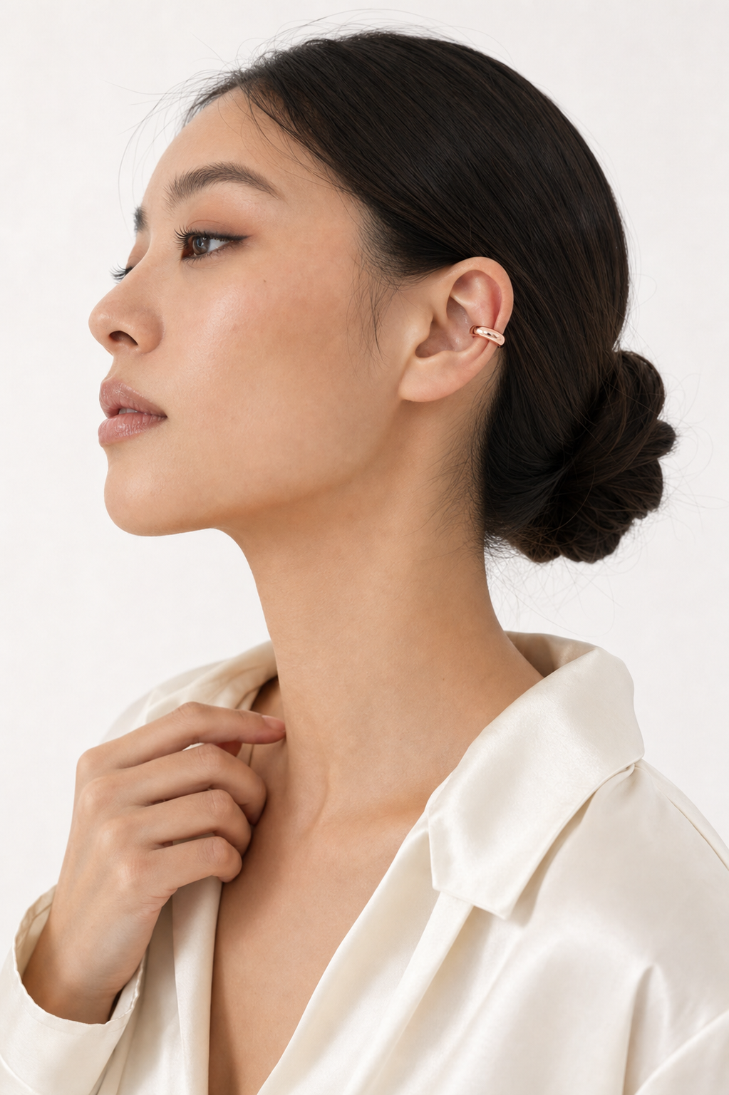Chunky Gold Cuff model rose gold asian by SURI