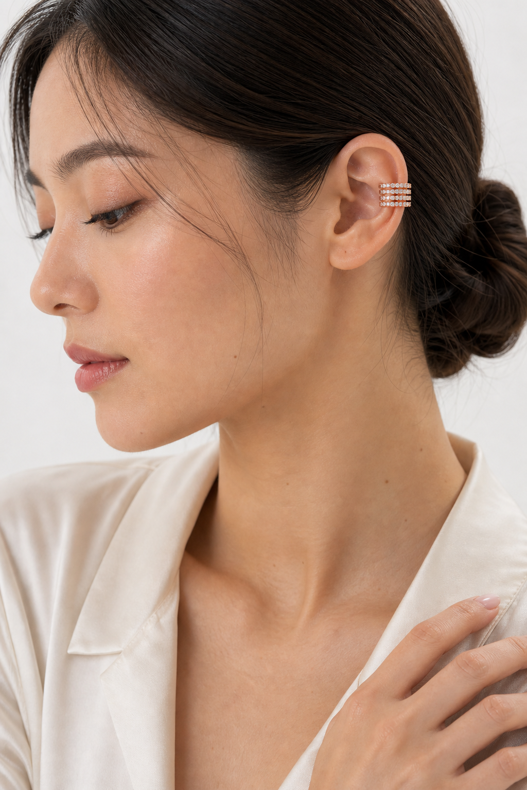 Five Wrap Pave Cuff model rose gold asian by SURI