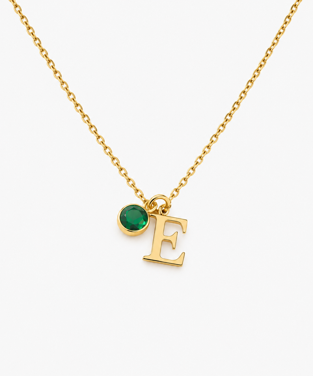Verna Birthstone Letter Necklace