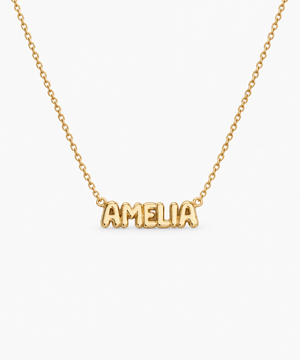 Sia Bubble Engravable Necklace in gold on white background