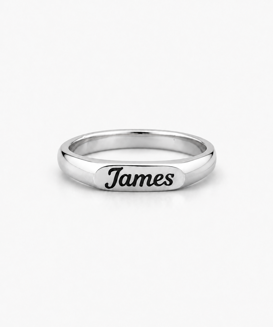 Enna Engravable Ring in silver on white background