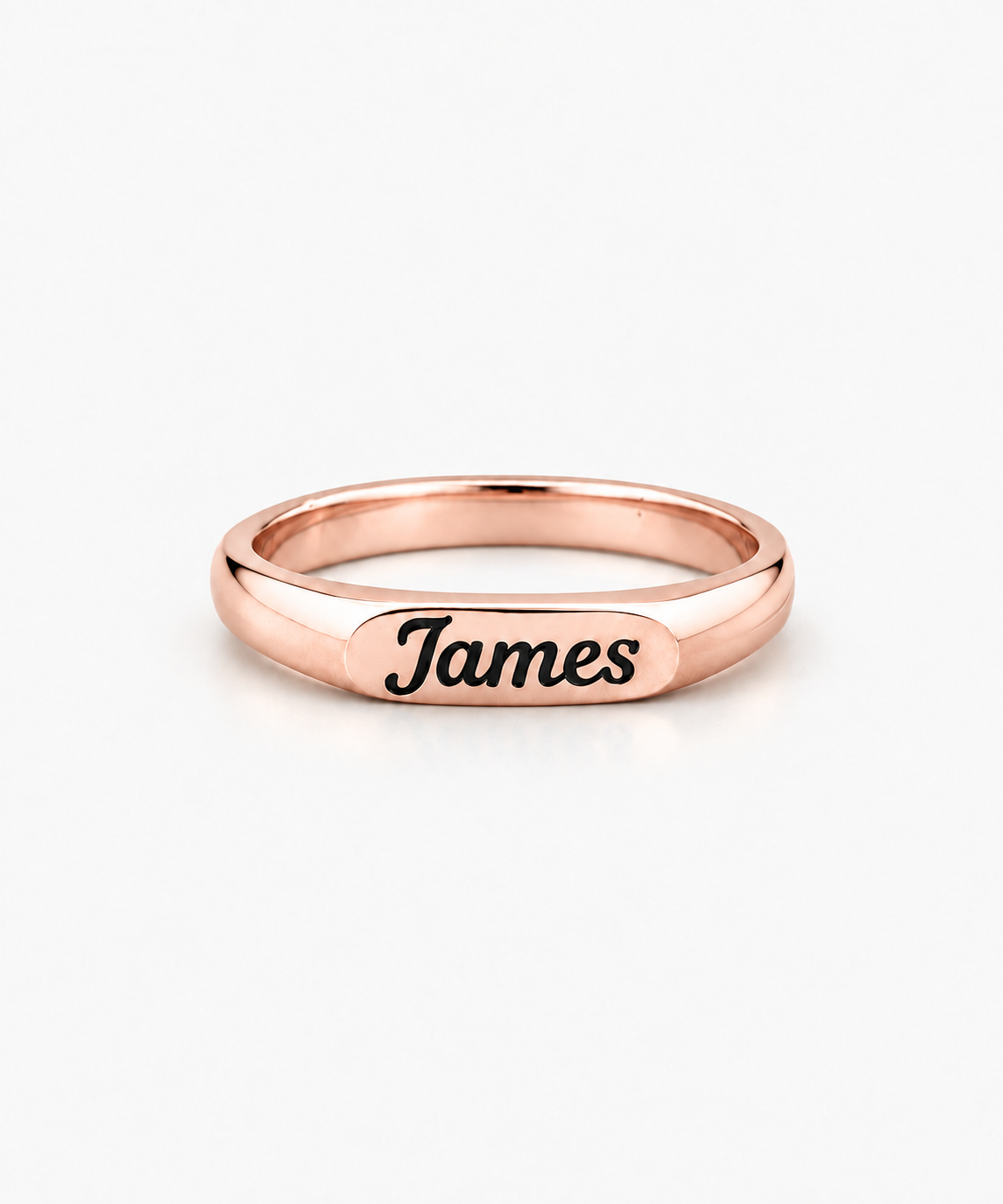 Enna Engravable Ring in rose gold on white background