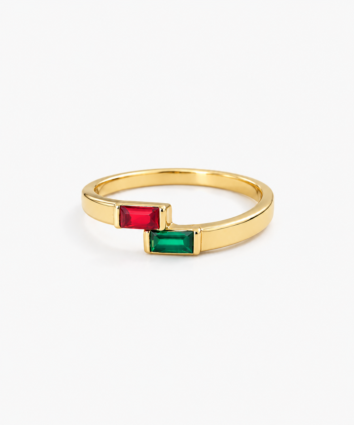 Sera Baguette Birthstone Ring — Yellow Gold on white background