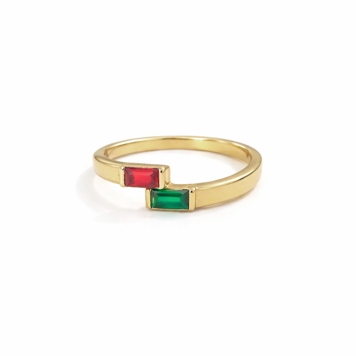 Sera Baguette Birthstone Ring in sterling silver, 14K gold and 18K gold by SURI