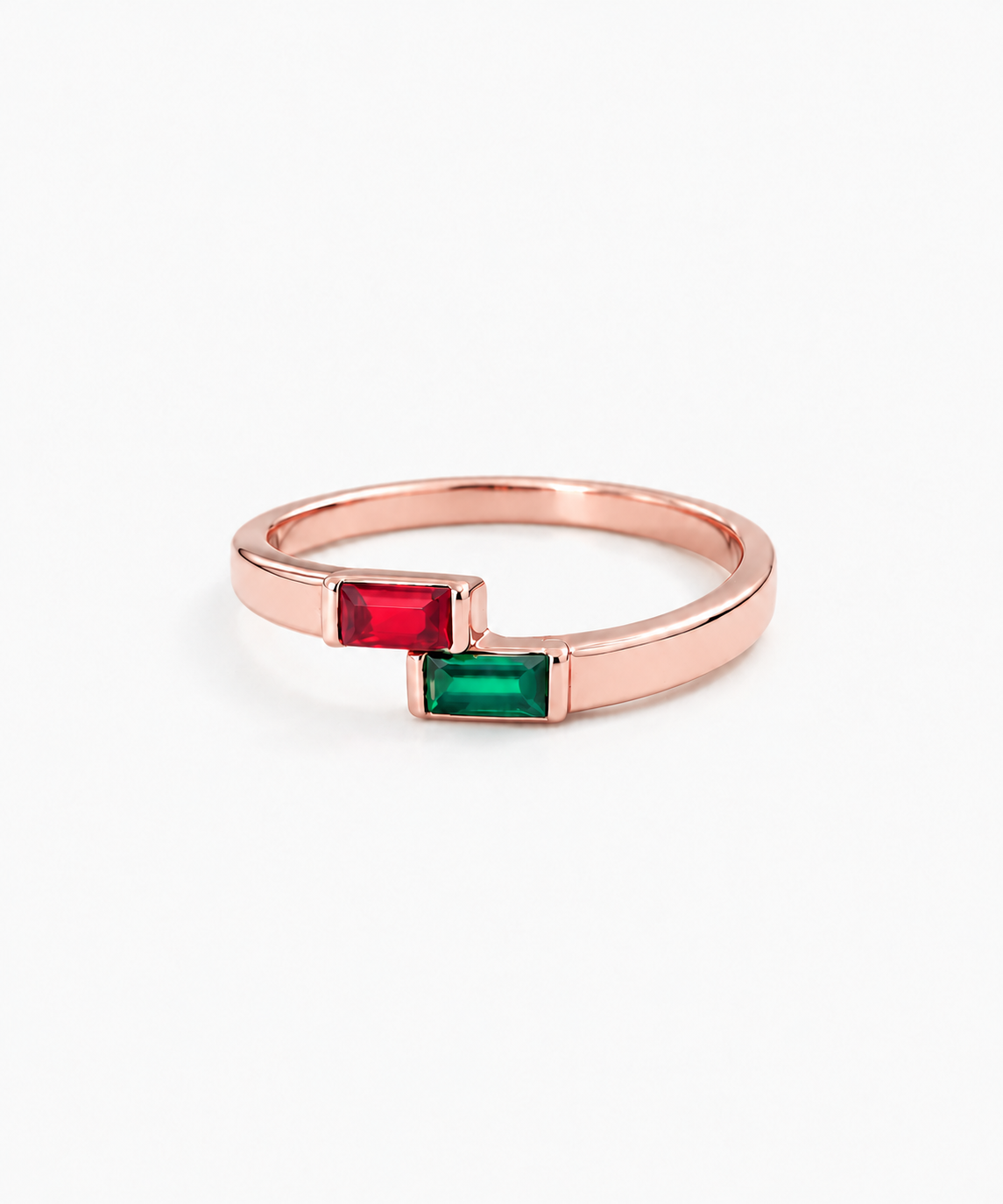 Sera Baguette Birthstone Ring — Rose Gold on white background