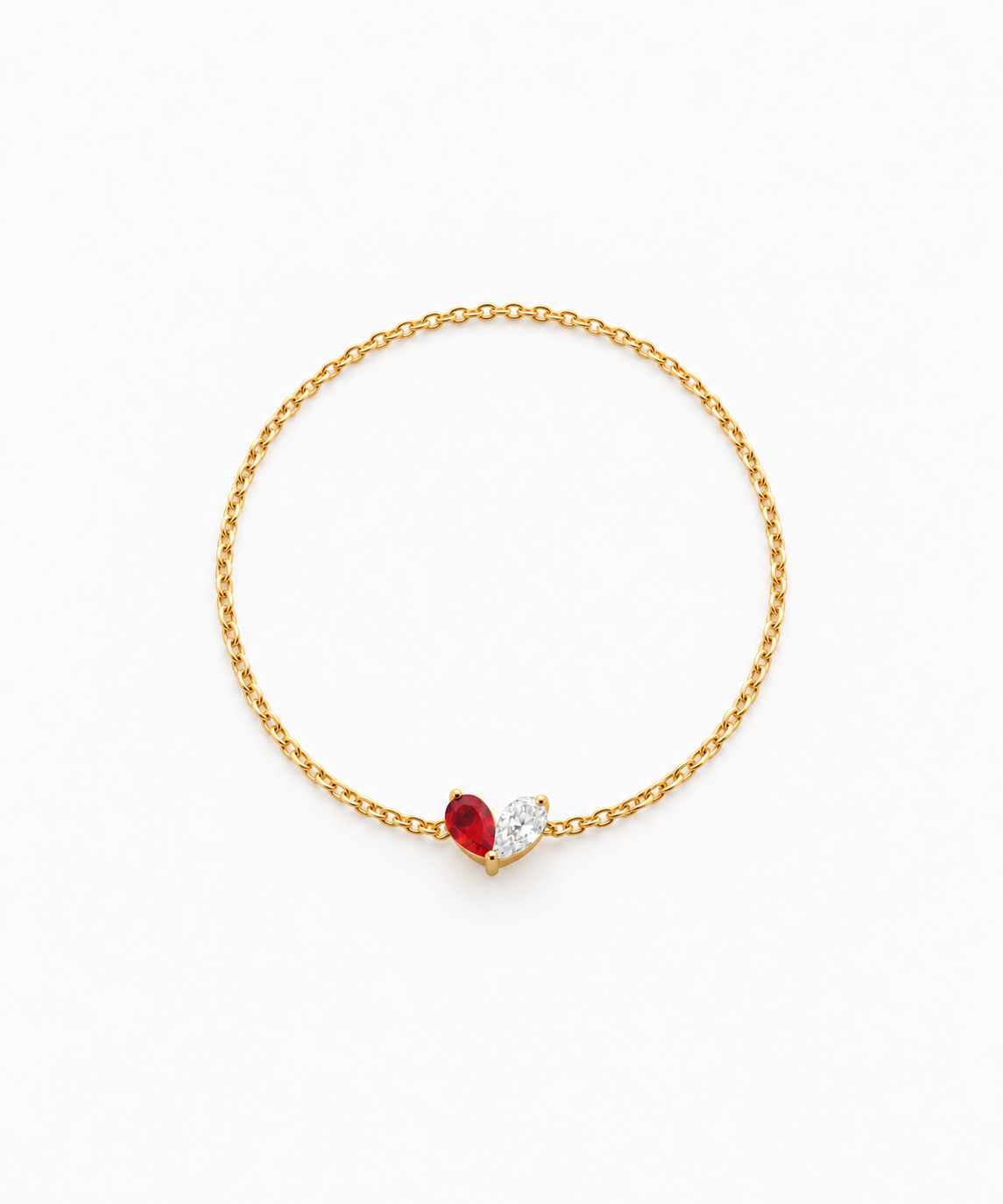 Mila Heart Birthstone Bracelet — Yellow Gold on white background