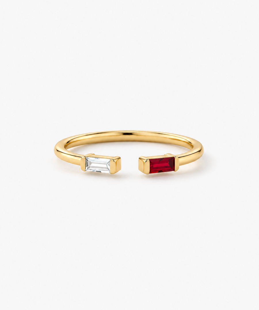 Alaia Baguette Birthstone Ring — Yellow Gold on white background