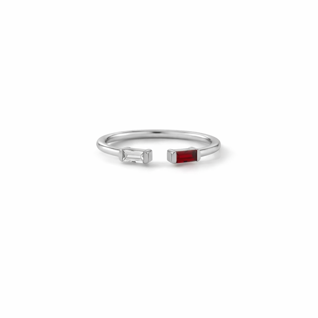 Alaia Baguette Birthstone Ring scale detail by SURI