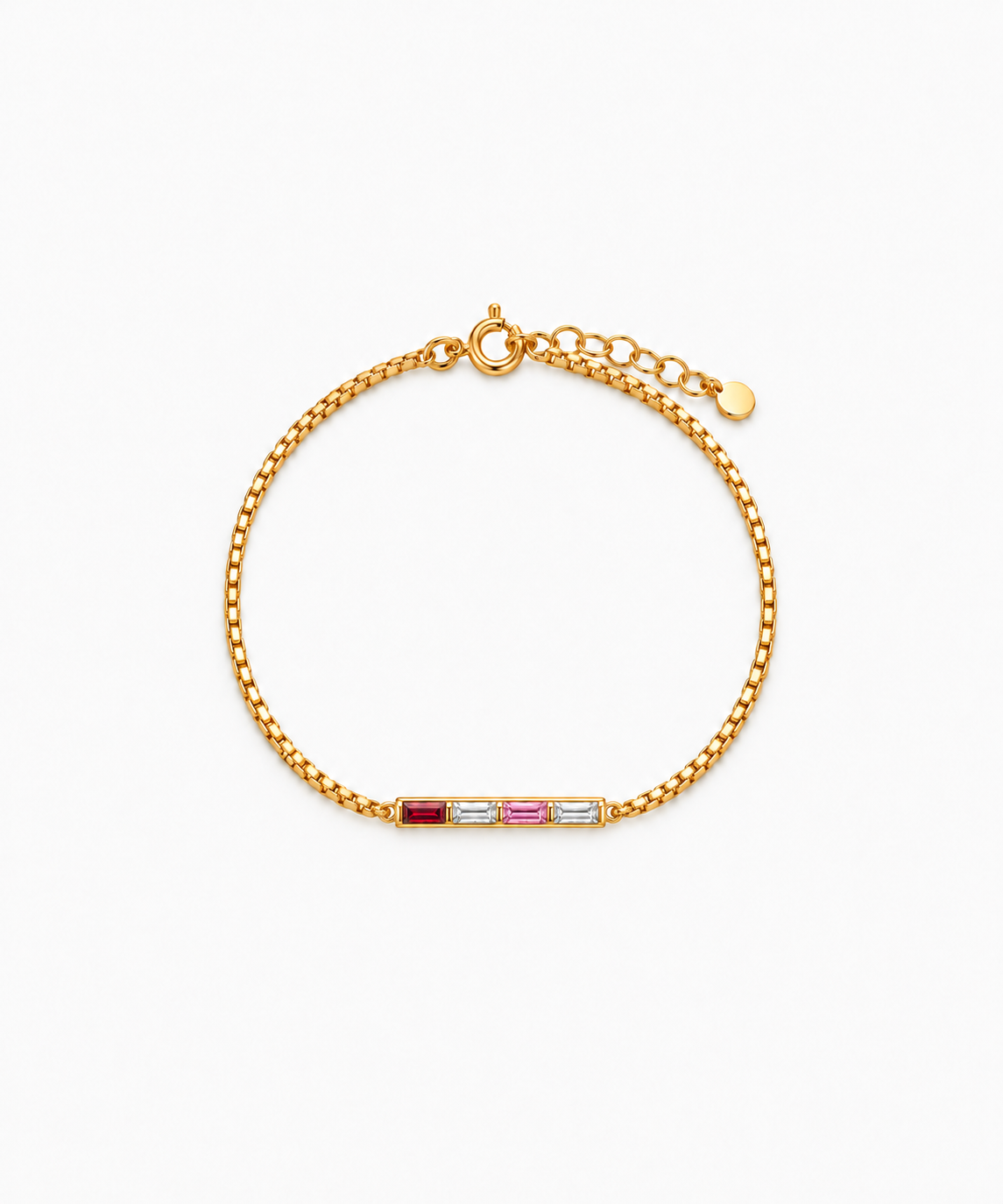 Elise Baguette Birthstone Bracelet — gold on white/gray background