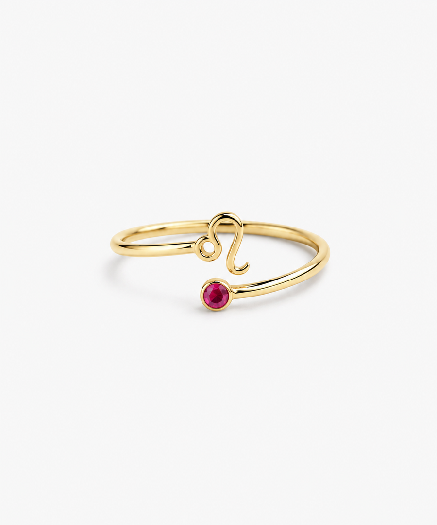 Astra Zodiac Birthstone Ring — Yellow Gold on white background