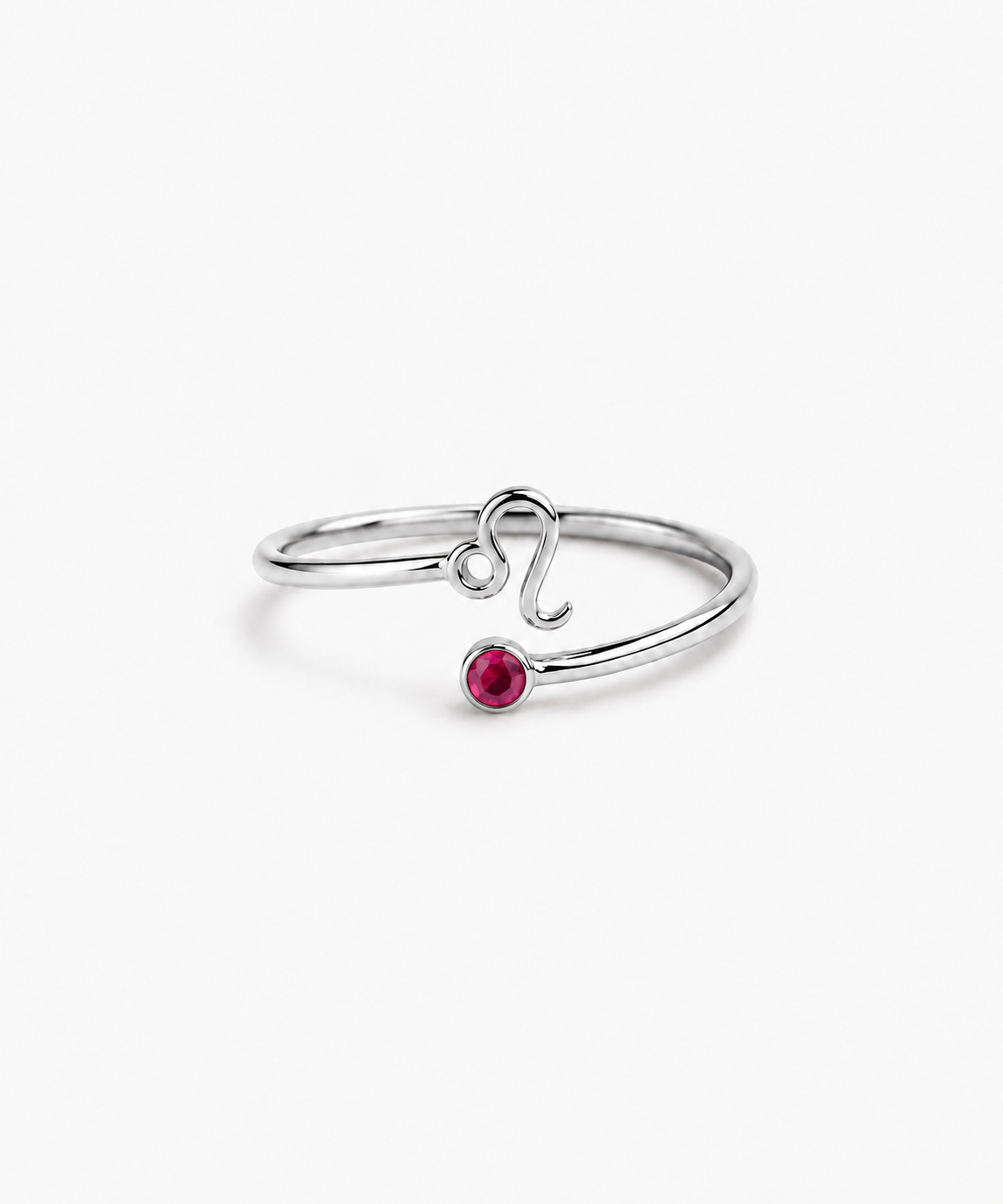 Astra Zodiac Birthstone Ring — Silver on white background