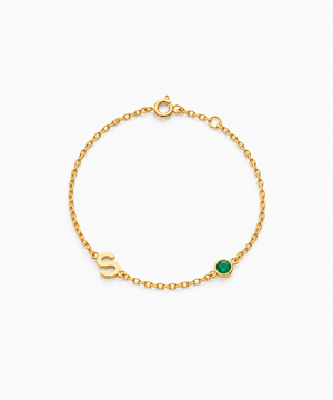 Aterna Initial Birthstone Bracelet — Yellow Gold on white background