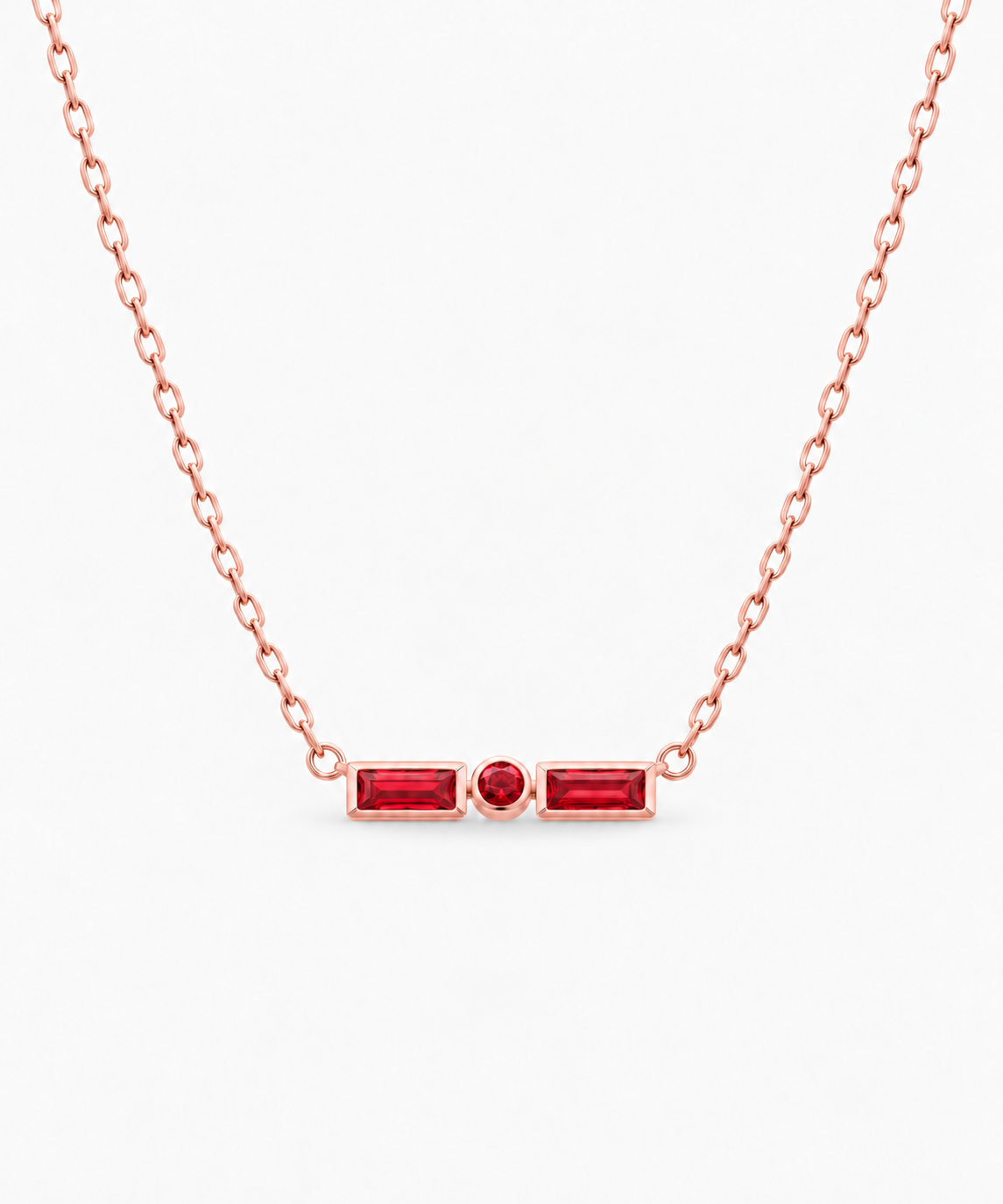 Maru Morse Necklace — Rose Gold on white background