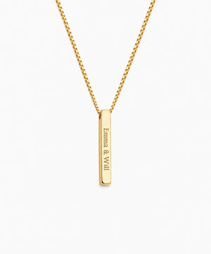 Sena Engravable Bar Necklace — Yellow Gold on white background