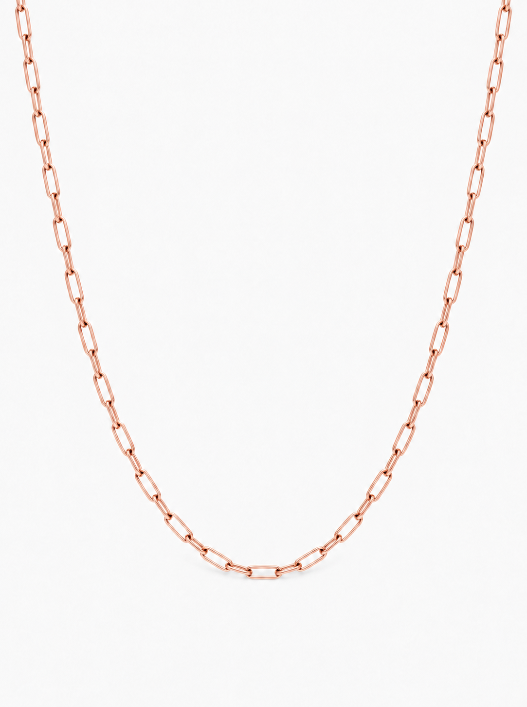 Mia Paperclip Chain — Rose Gold on white background