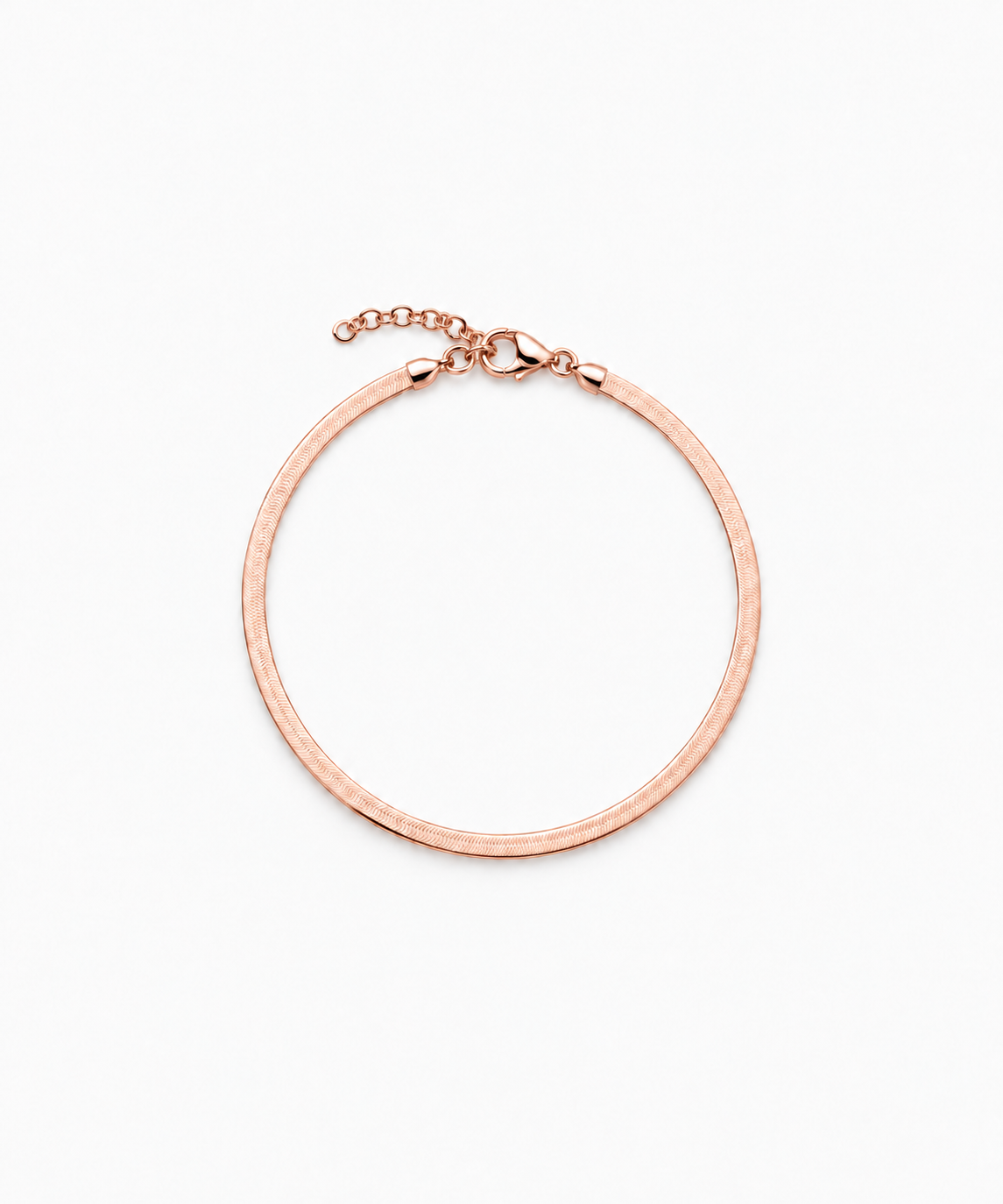 Madison Herringbone Bracelet — Rose Gold on white background