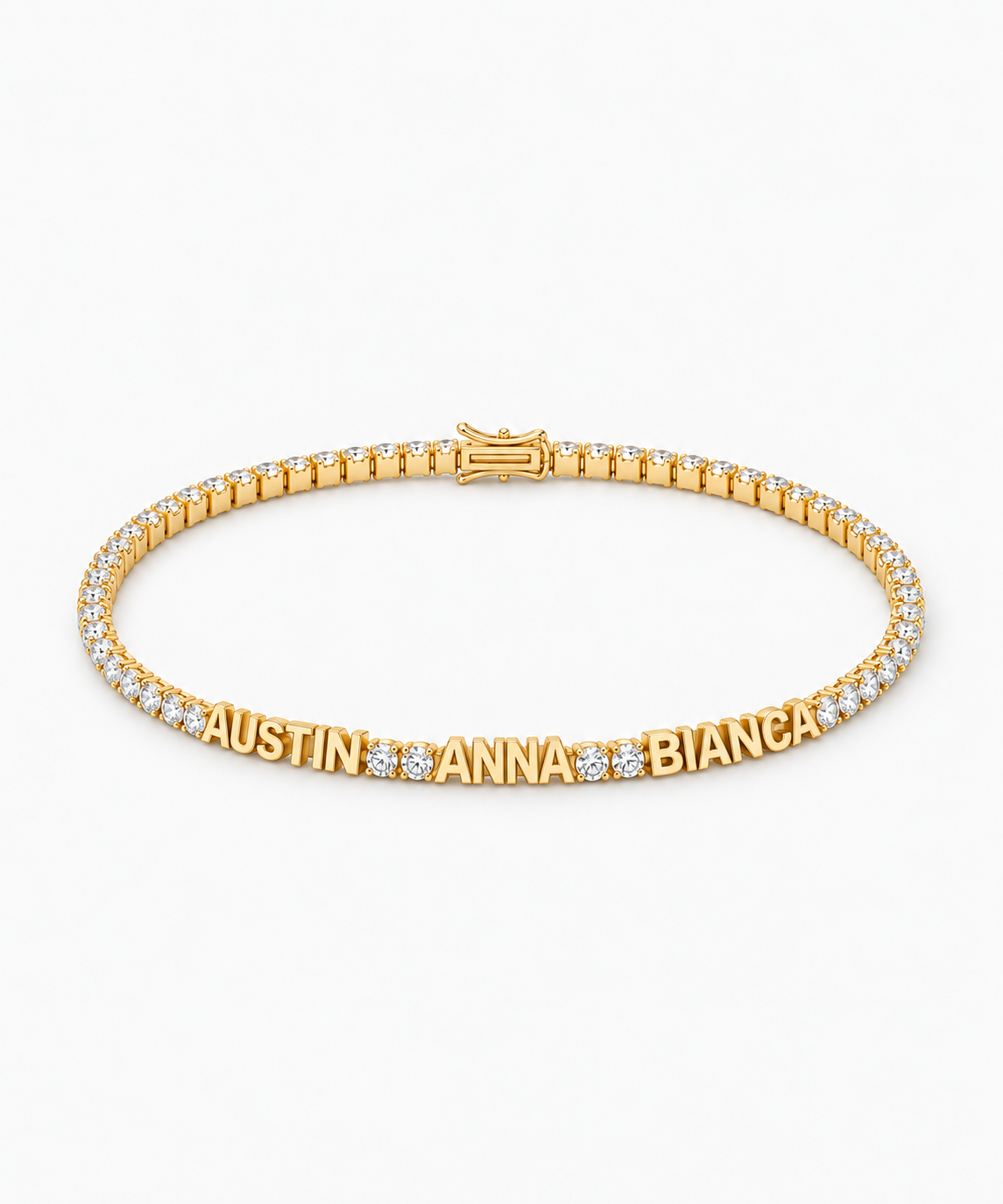 Vera Pavé Engravable Bracelet — gold on white background