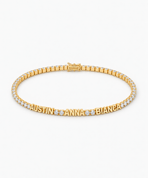 Vera Pavé Engravable Bracelet — gold on white background
