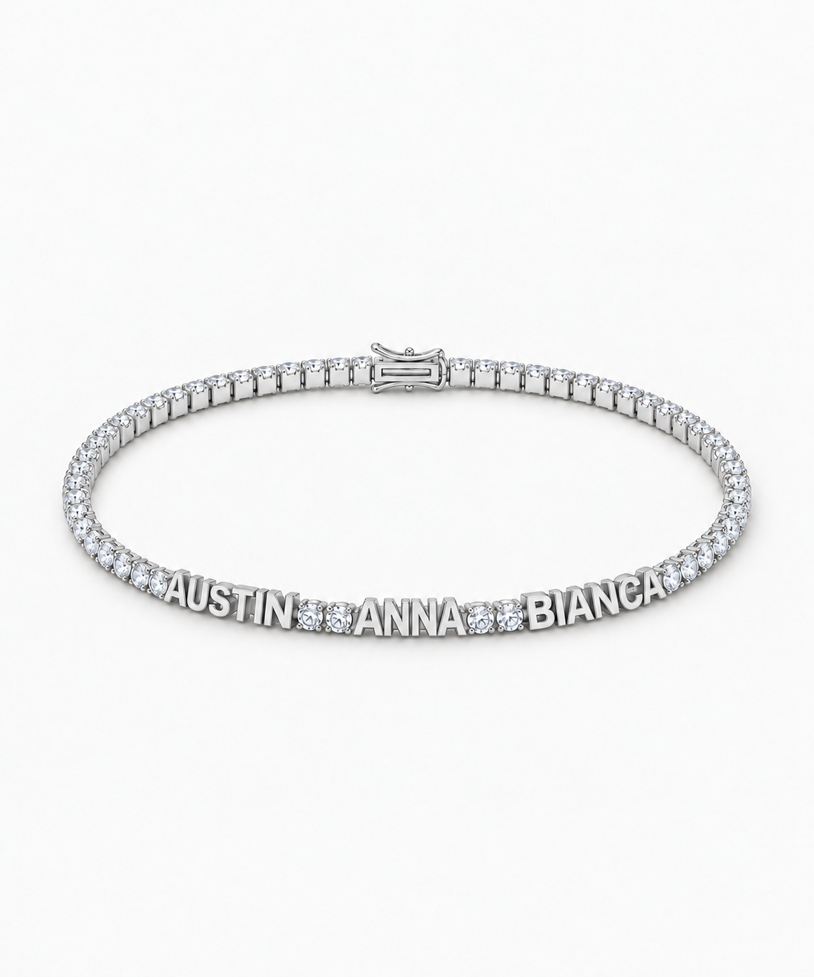 Vera Pavé Engravable Bracelet — silver on white background