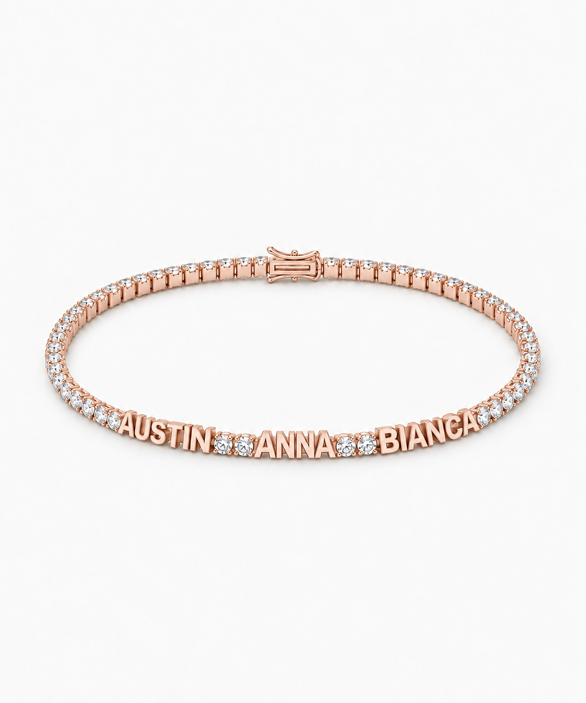 Vera Pavé Engravable Bracelet — rose gold on white background