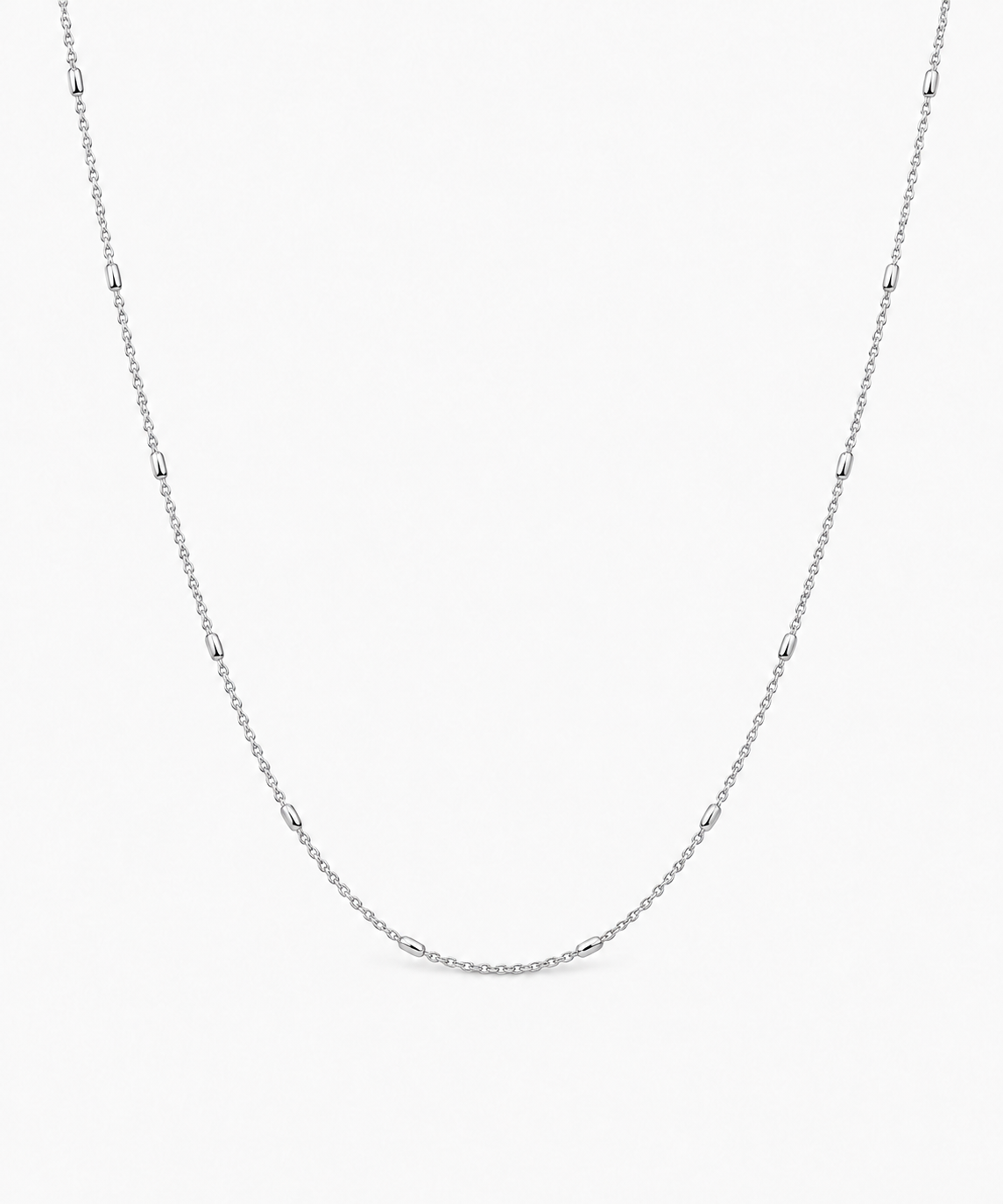 Alessia Beaded Cable Chain — Silver on white background