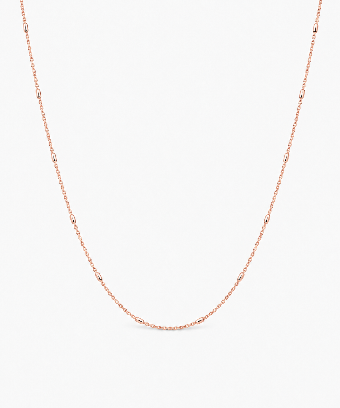 Alessia Beaded Cable Chain — Rose Gold on white background