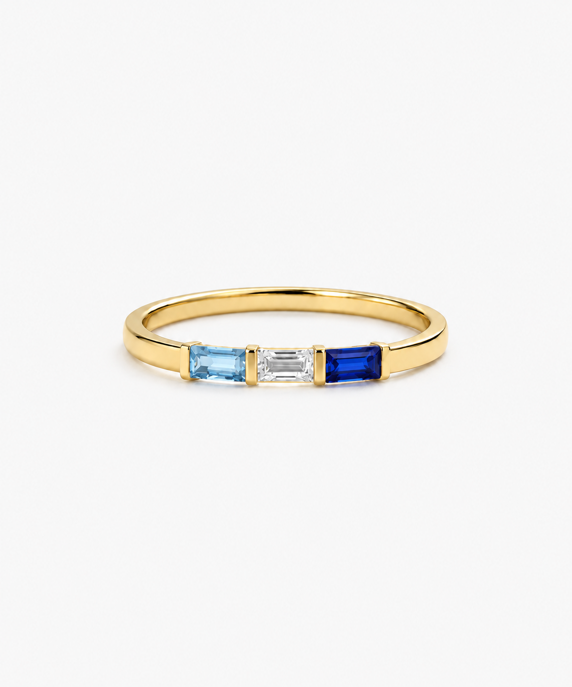 Elise Baguette Birthstone Ring — gold on white/gray background