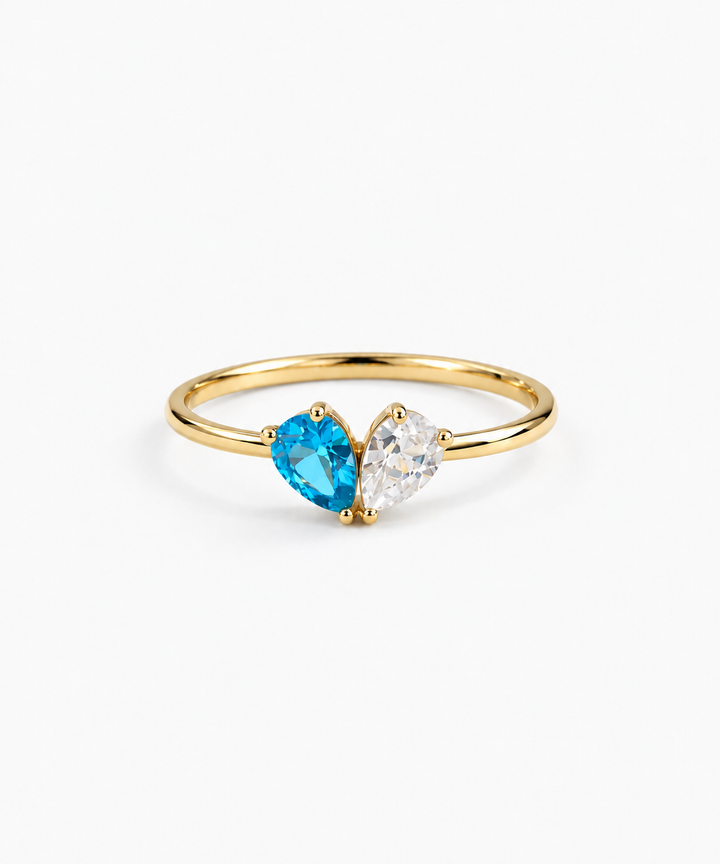 Mila Heart Birthstone Ring — Yellow Gold on white background