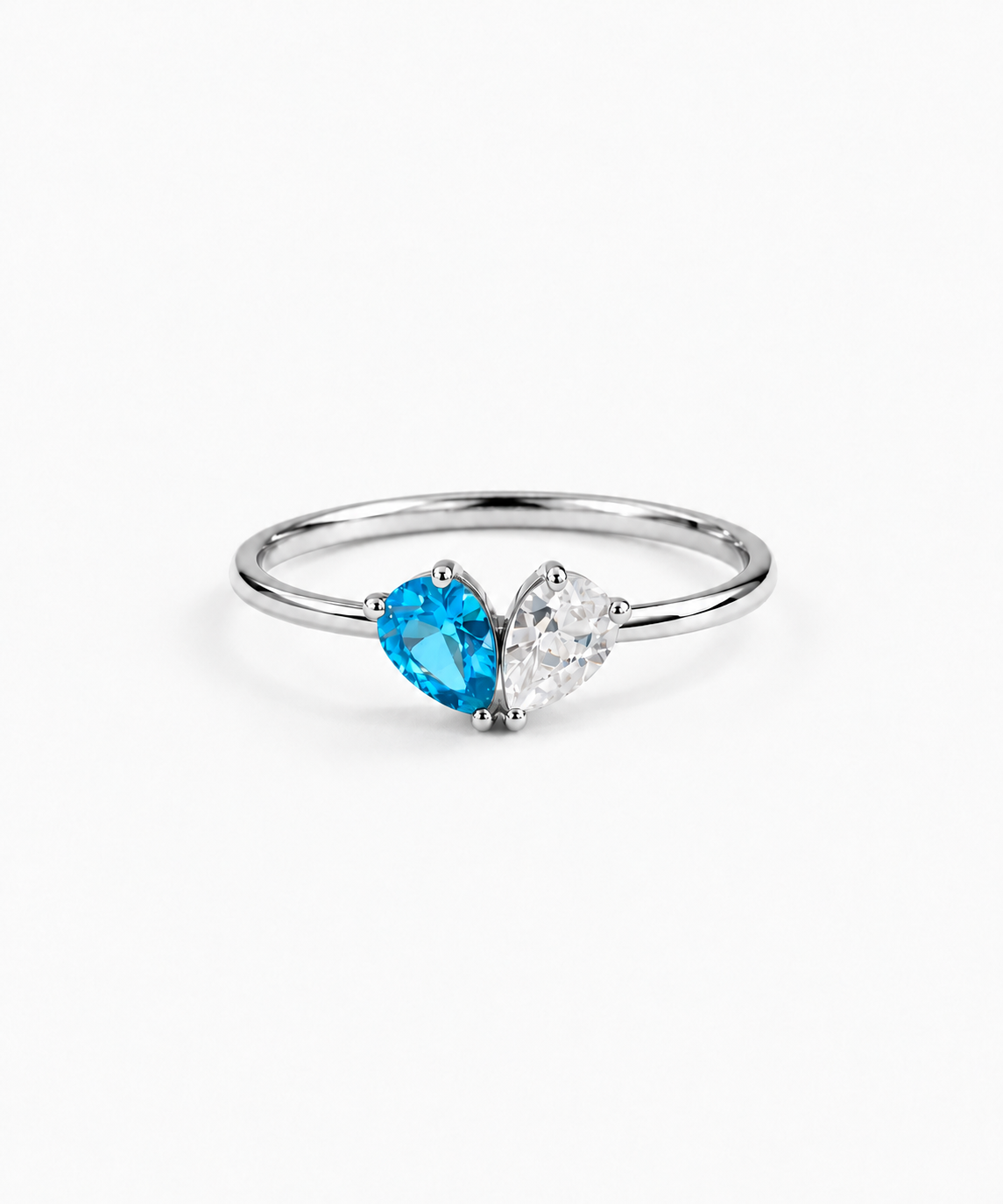 Mila Heart Birthstone Ring — Silver on white background
