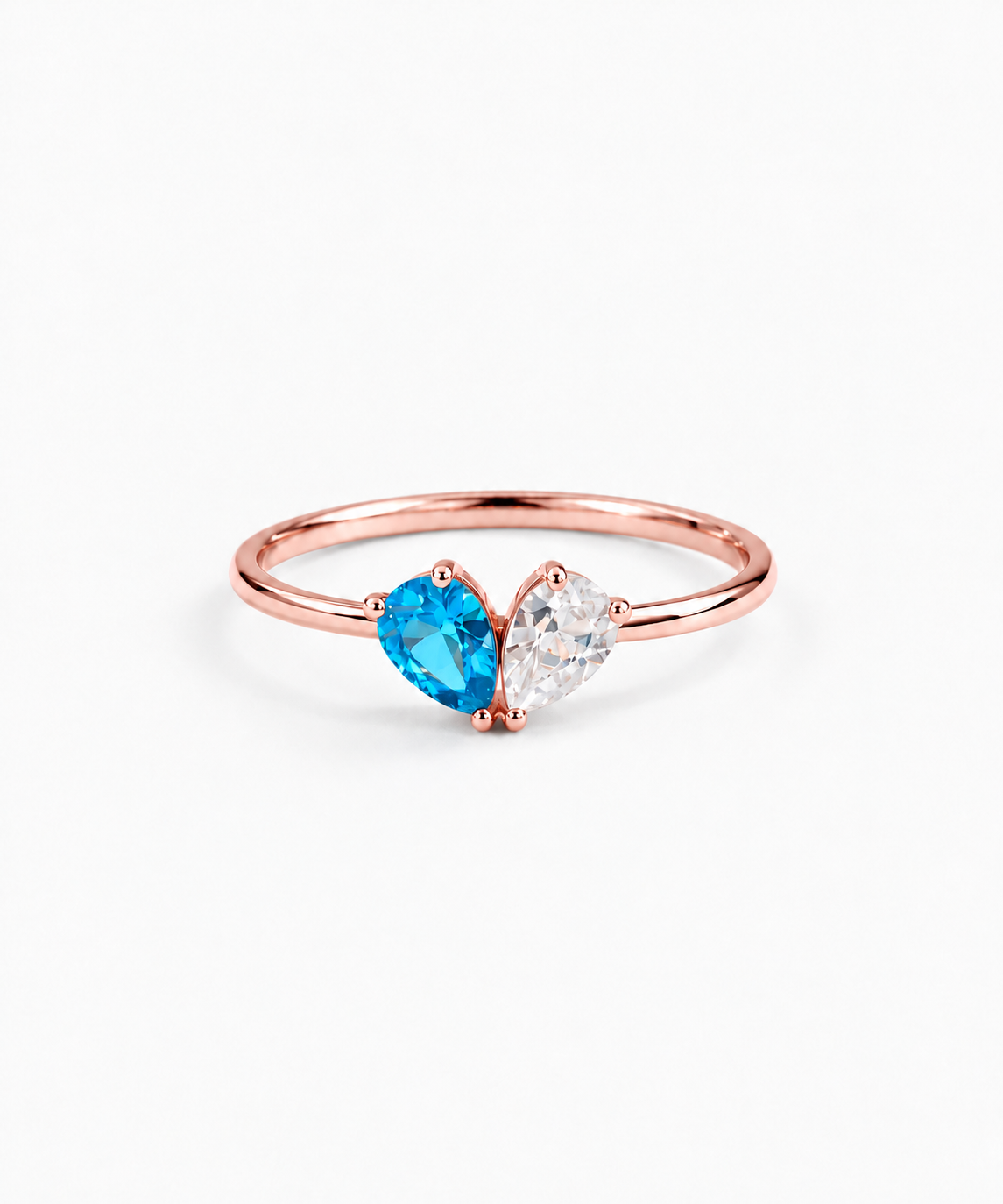Mila Heart Birthstone Ring — Rose Gold on white background