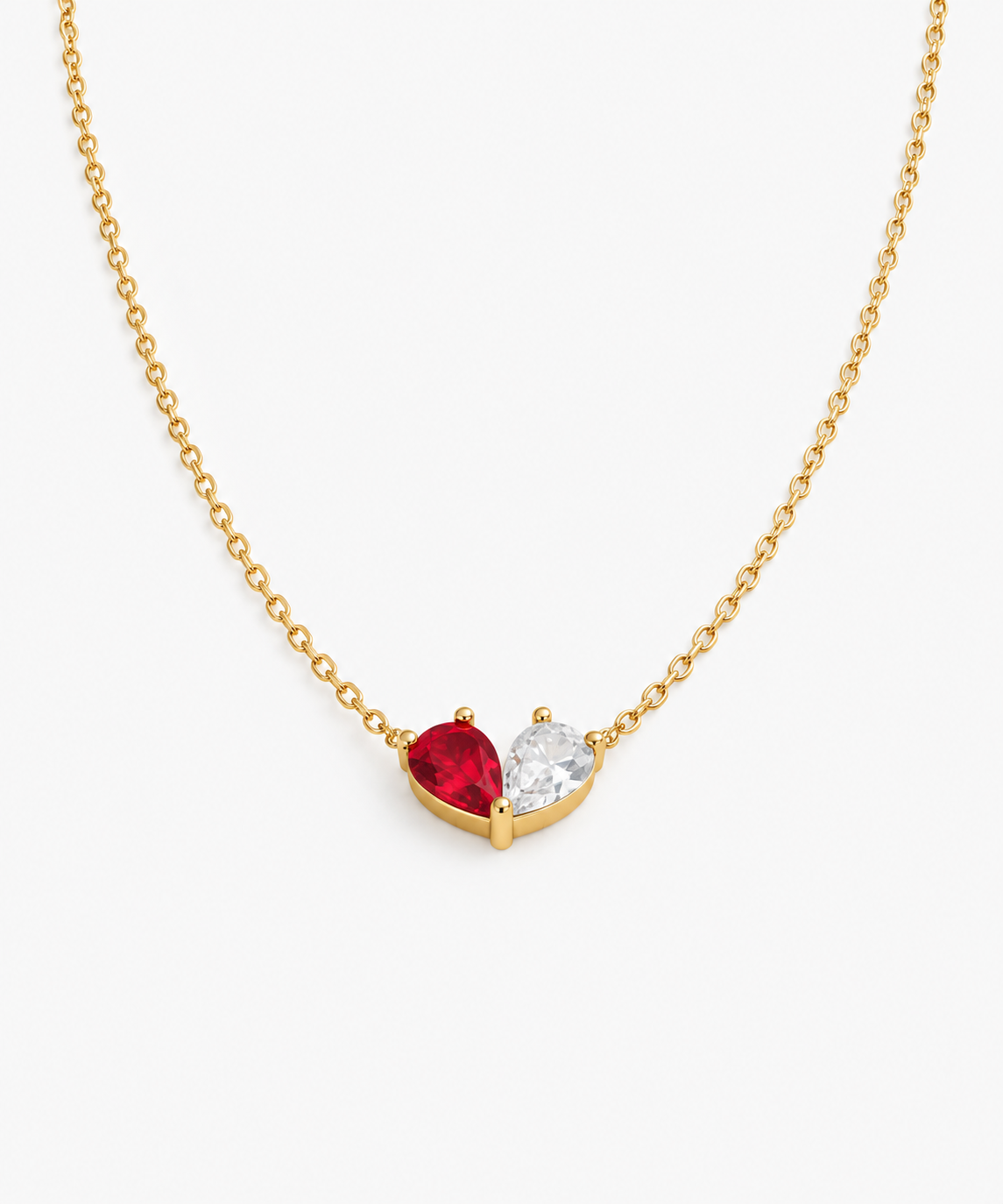 Mila Heart Birthstone Necklace — Yellow Gold on white background