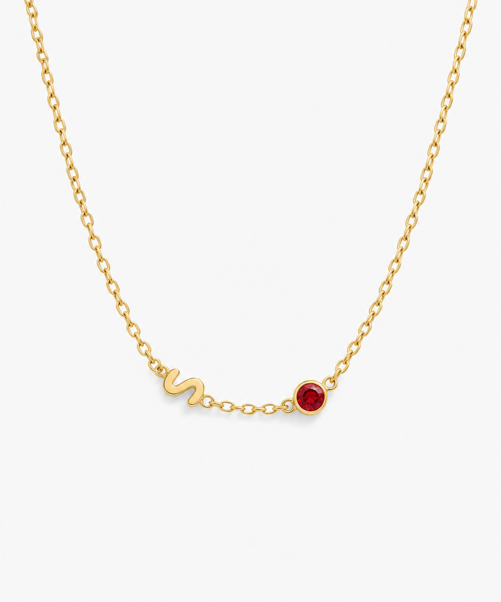 Svea Initial Birthstone Necklace