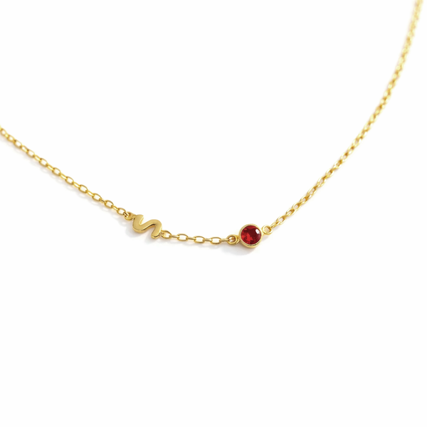 Svea Initial Birthstone Necklace