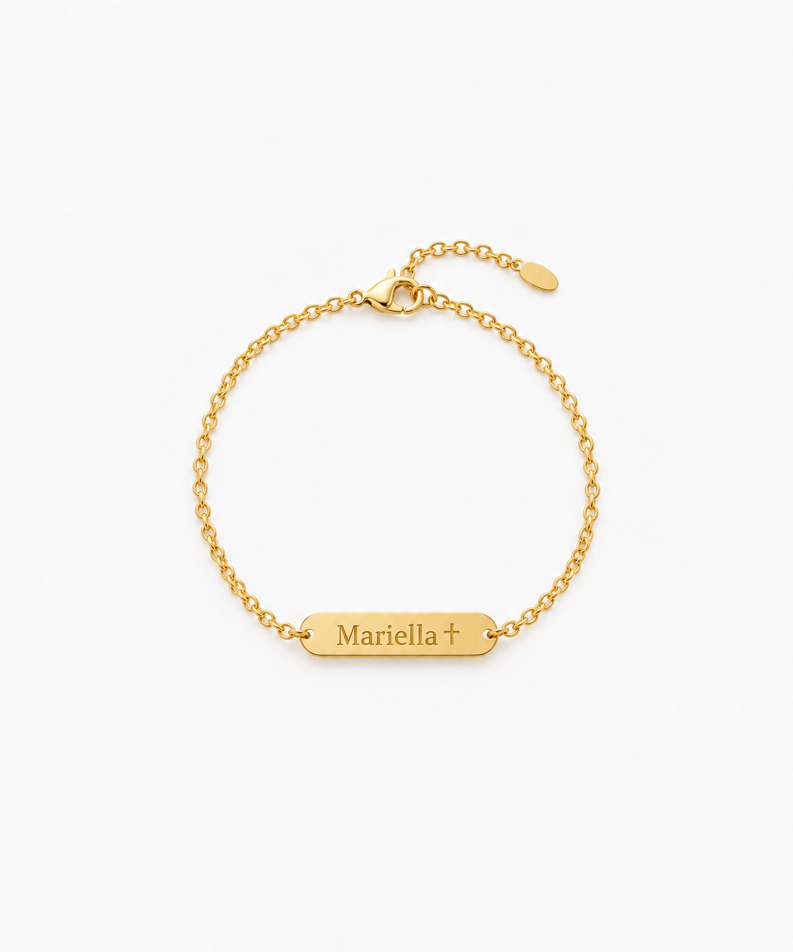 Aine Engravable Bracelet — Yellow Gold on white background