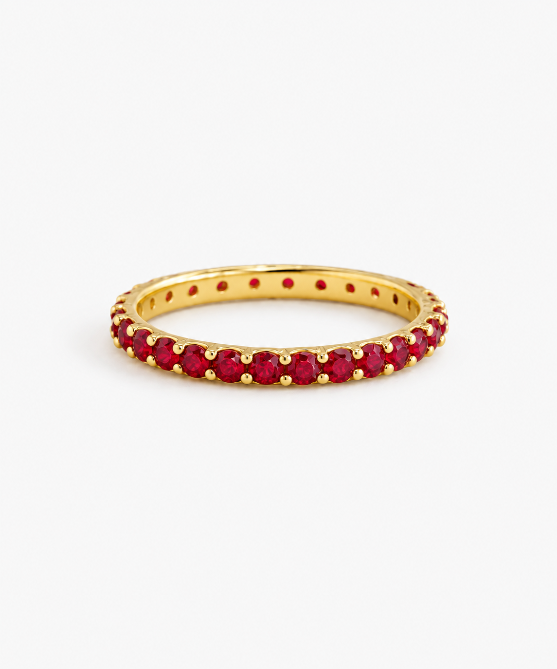 Sakura Ruby Tennis Ring — gold finish on white background