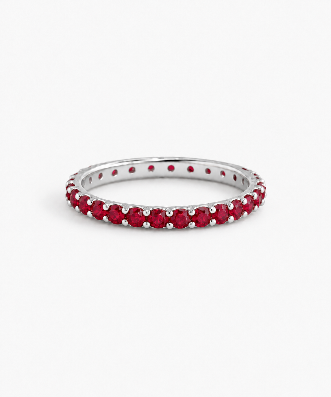 Sakura Ruby Tennis Ring — silver finish on white background